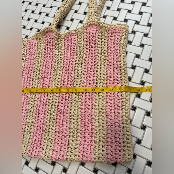 Pink and Tan Woven Tote Bag - Picture 4 of 4